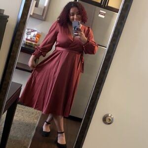 Just Taylor rose gold “Faw” midi dress